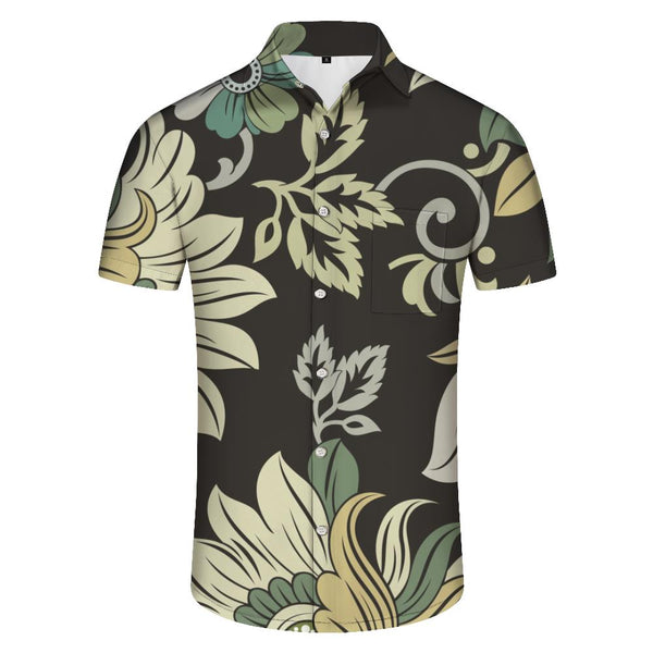
3D digital print pattern Hawaiian button lapel daily outdoor fishing style short sleeve shirt men
                