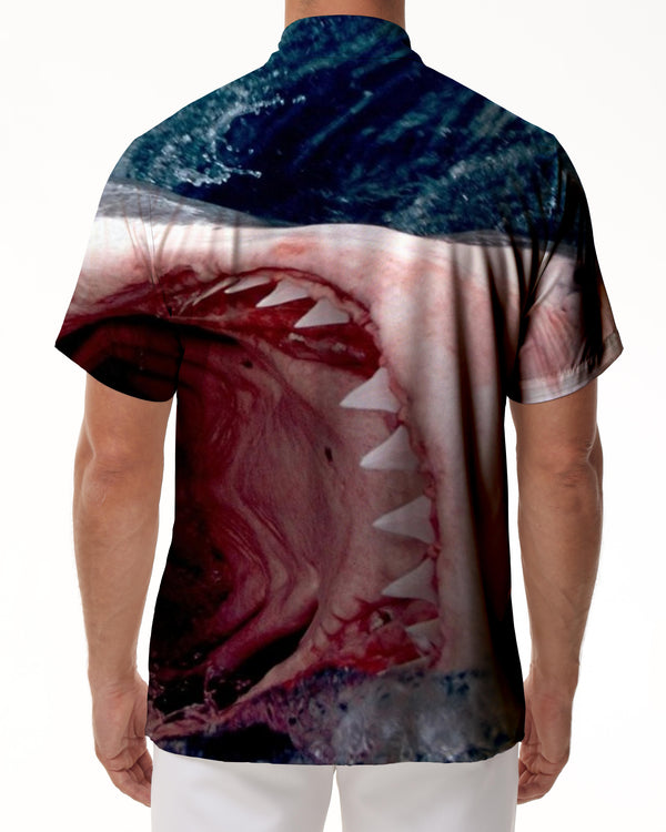 
Black Sea Big Mouth Shark Hawaiian Shirt Men's Casual Beach Shirt Fashionable Short Sleeve Summer Tops Casual Wear
                