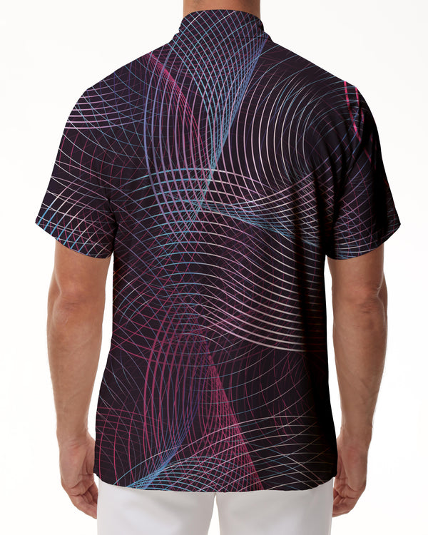 
Optical illusion 3d digital printing pattern men's regular casual loose short-sleeved shirt lapel button short sleeve
                