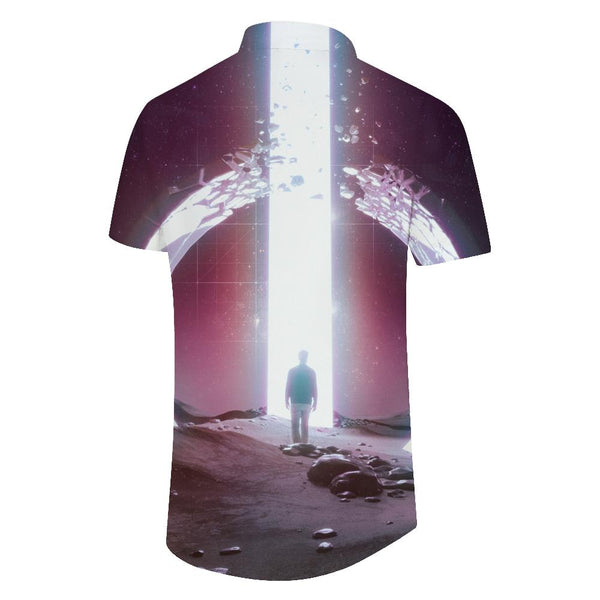 
Mysterious fantasy gate 3d print pattern men's short-sleeved shirt Hawaiian button tropical style
                
