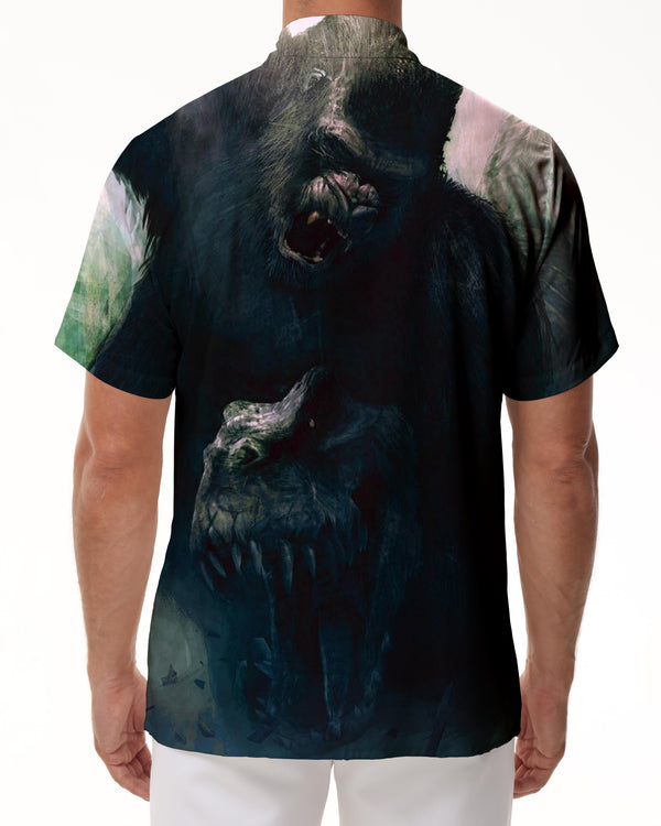 
Movie version of gorilla men's Hawaiian shirt short sleeve button down casual shirt suitable for summer beach
                