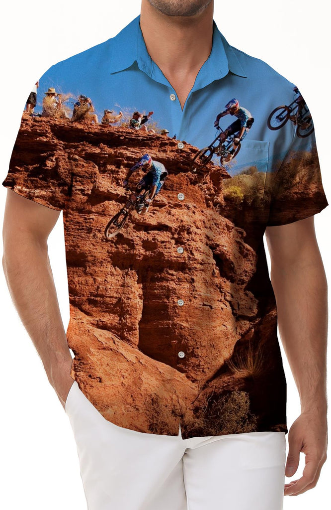 Walkers at The Summit Men's Hawaiian Shirt Button Down Shirt Short Sleeve Casual Hawaiian Beach Short Sleeve