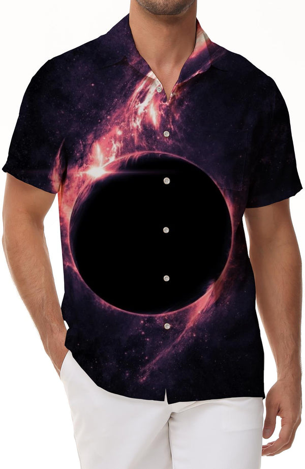 Summer Space Galaxy 3D Printed Men's Casual Loose Black Hole Earth Short Sleeve Fashion Street Clothes