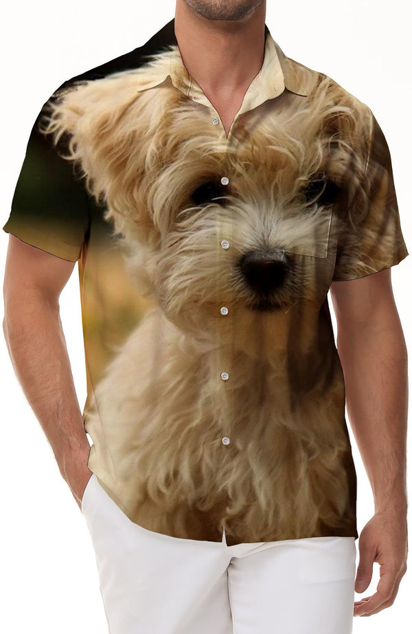 Maltese Dog Fashion Designer Mens Shirt Graphic Print Short Sleeve Button Shirt Summer Tops