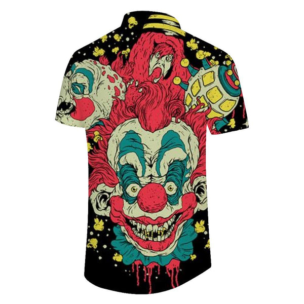
Men's casual classic style beach short sleeve tropical rainforest shirt from Hawaiian cartoon killer movie clown
                