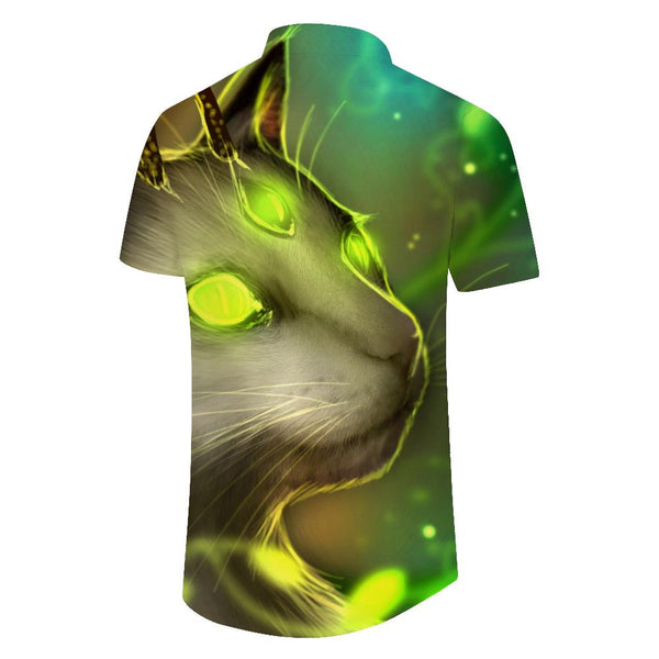 
Cat Zombie Cool Burning Eyes Men's Casual Button Shirt Short Sleeve Tops Hawaiian Four Seasons Short Sleeve Shirt Tropical
                