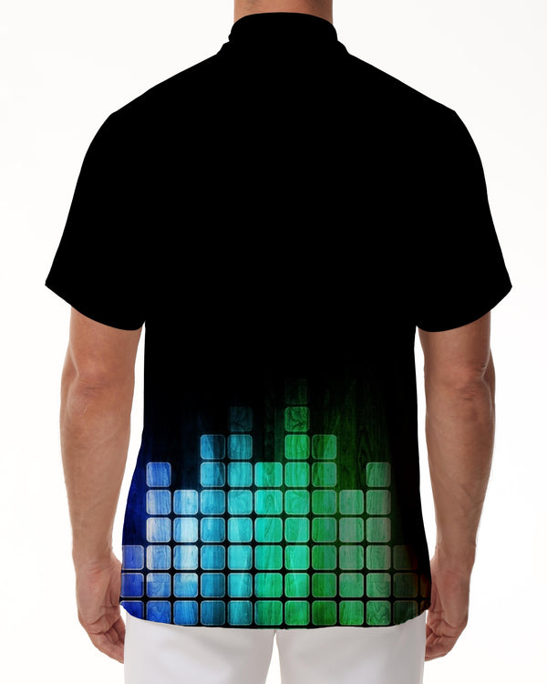 
Retro casual men's shirt summer casual loose Hawaiian flower shirt short sleeve one button musical note shirt
                