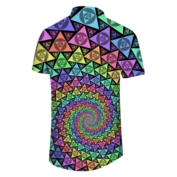 
Stained Glass 3d Printed Casual Shirt Short Sleeve Beach Men Hawaiian Button Clothing
                