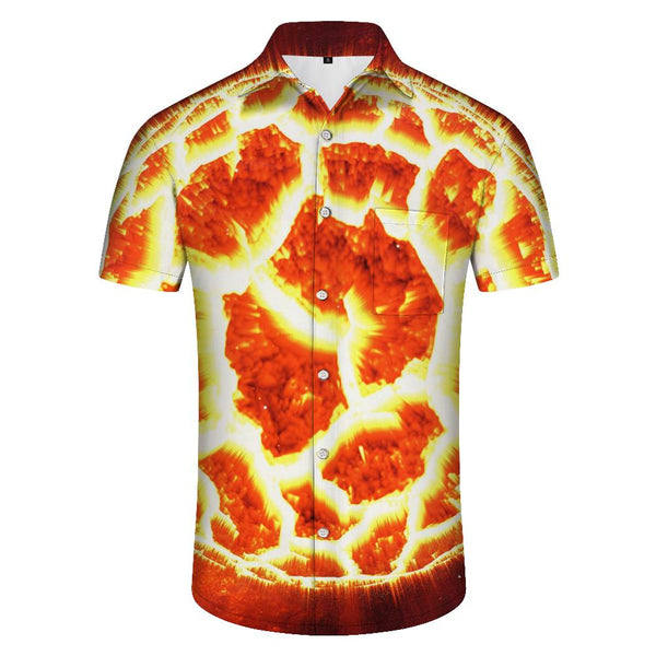 
Oversized Fireball Fashion Fun Men's Casual Short Sleeve Button Shirt Summer Hawaiian Shirt
                