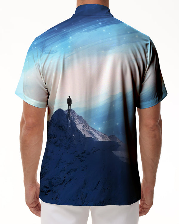 
Snow Mountain Silhouette Short Sleeve Casual Men's Four Seasons Hawaiian Shirt Button Casual Suitable for Vacation Sand Travel
                