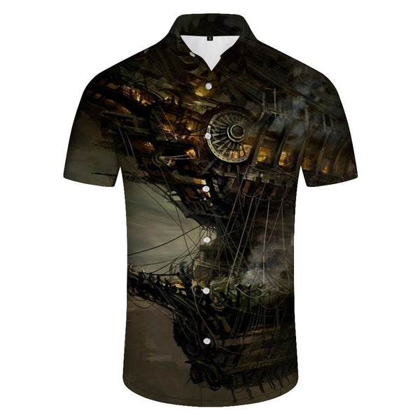 
Summer Men's Boat Print Short Sleeve Shirt Tops Casual Hawaiian Lapel Button Shirt Fashion Loose Clothing
                