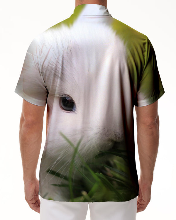 
Snow White Rabbit Short Sleeve Shirt Fashion Casual 3D Digital Printing Short Sleeve Men's Plaid Shirt Short Sleeve Button
                