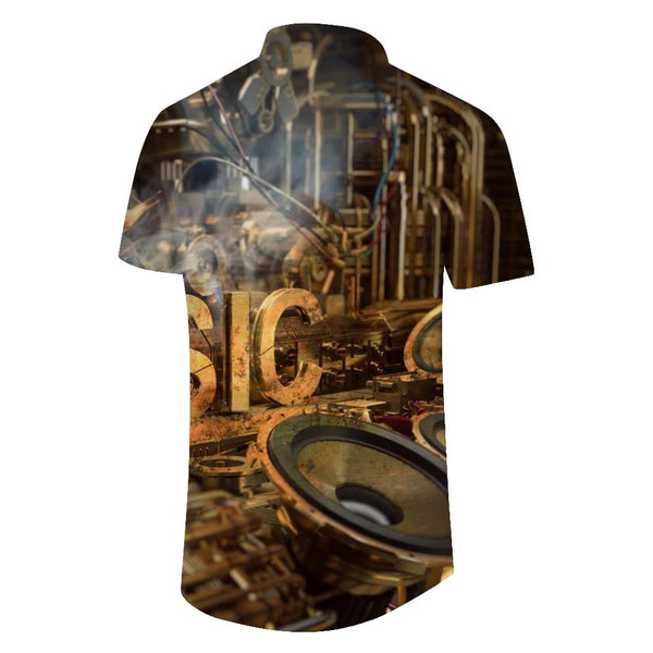 
Cool steampunk gear print men's retro collar short sleeve shirt beach shirt and casual shirt suitable for any occasion
                