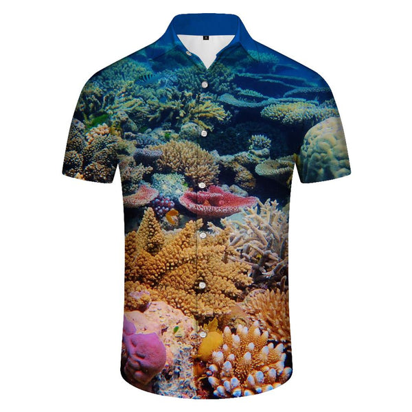 
Coral Reef Ocean Fish Tropical Vacation Beach Shirt Tops Mens Hawaiian Shirt Short Sleeve Button
                