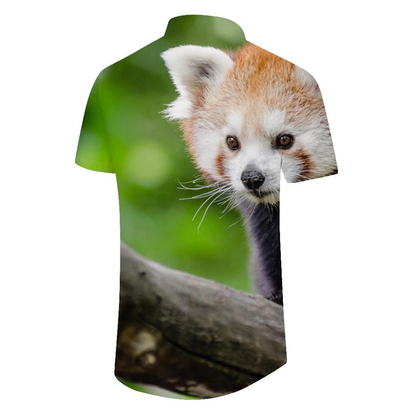 
Red Panda Men's Short Sleeve Shirt Lapel Button Top Short Sleeve Shirt Hawaiian Loose
                