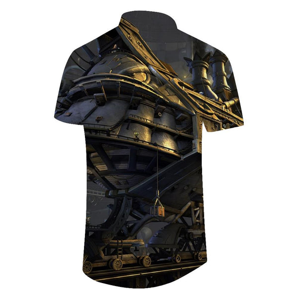 
Summer Men's Boat Print Short Sleeve Shirt Tops Casual Hawaiian Lapel Button Shirt Fashion Loose Clothing
                