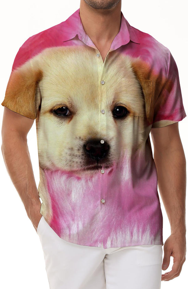 Labrador Retriever Printed Men's Button Loose Hawaiian Shirt Casual Summer Beach Shirt with Pockets Short Sleeves