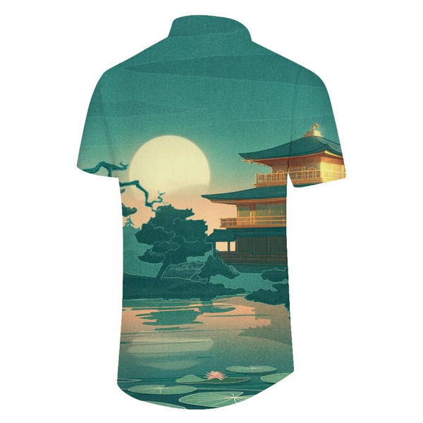
Forbidden City Japanese Palace Anime Moon Lotus Pond Men's Casual Loose Short Sleeve Sports Hawaiian Shirt Casual Short Sleeve Tops
                