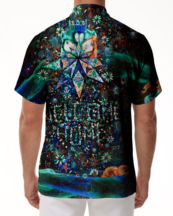 
Personalized colorful geometric men's watercolor mandala print shirt with slightly stretch short sleeve beachwear
                