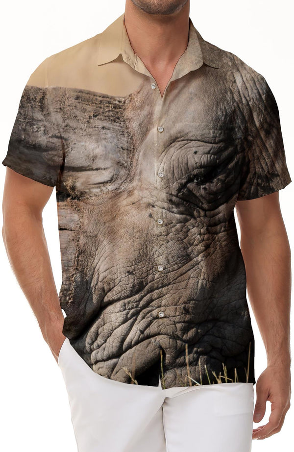 African Fierce Men's Casual Short Sleeve Shirt Loose Animal Hawaiian Short Sleeve Shirt Tropical Four Seasons