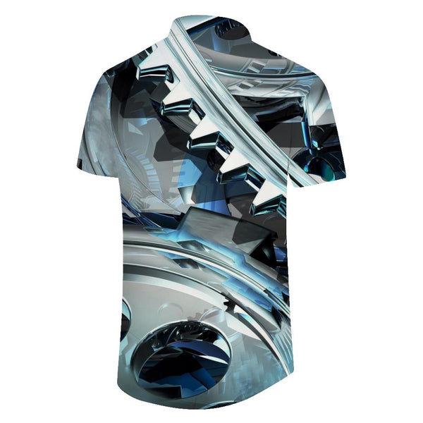 
Silver Hawaiian Short Sleeve Shirt Button Casual Style Men Leisure Fashion Style Trend Indoor Party
                