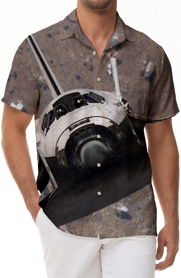 Flying Up Hawaiian Casual Men's Short Sleeve Shirt Graphic Button Top Space Astronaut Costume