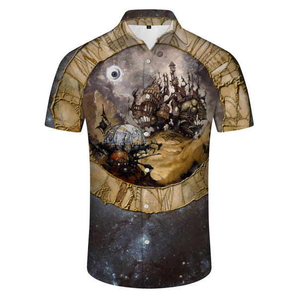 
Trendy Lapel Button Beach Shirt Men's Fashion Hawaiian Shirt Casual Printed Shirt Summer Loose Short Sleeve Top 3D Starry Sky
                