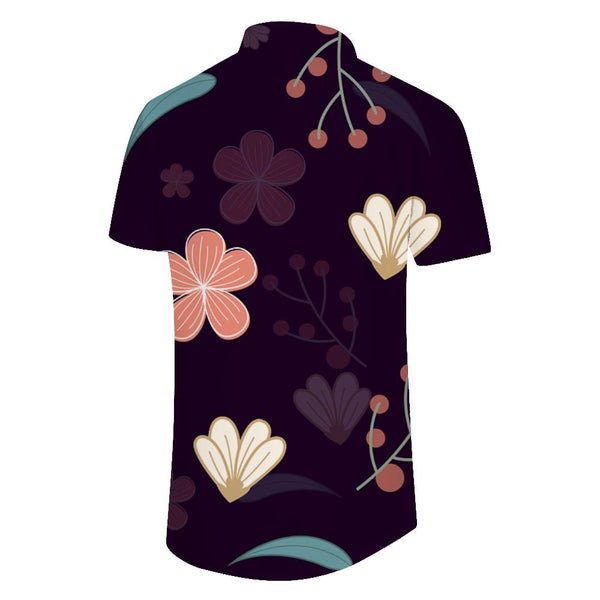 
Black floral men's casual loose fashion Hawaiian shirt tropical style summer button-down beach short sleeve
                