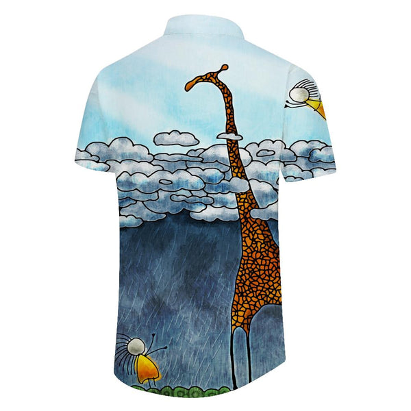 
White Cloud Giraffe Men's Hawaiian Shirt Short Sleeve Pocket Regular Fit Button Top Fun
                