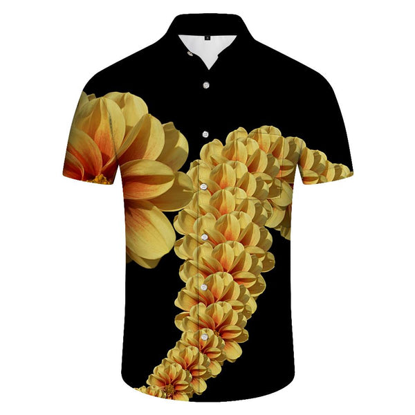 
Yellow Dahlia Hawaiian Shirt Fashion Retro Style Casual Daily Travel Men's Casual Short Sleeve Beach Party
                