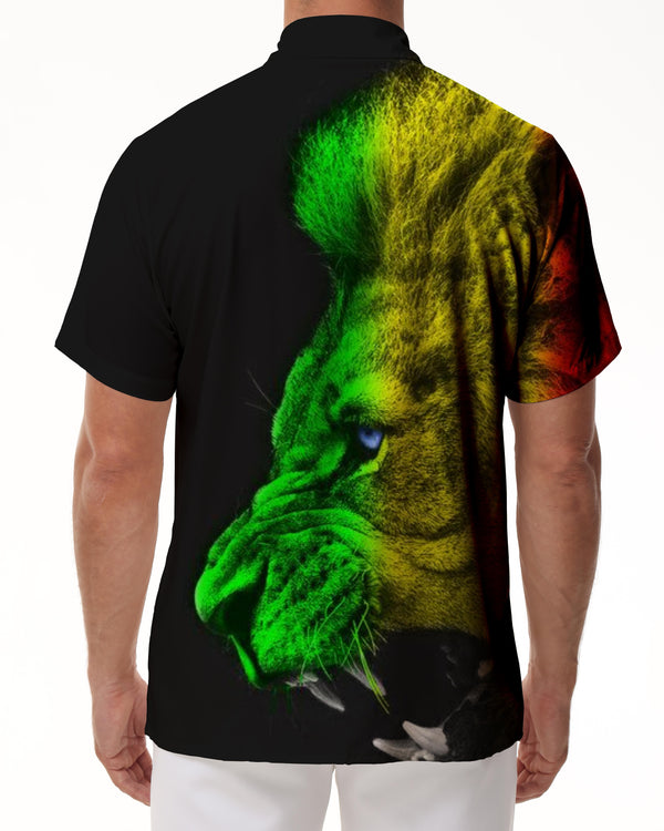 
Colorful Roaring Lion Casual Lightweight Breathable Men's Short Sleeve Shirt Hawaiian Button Shirt Holiday Beach Summer
                