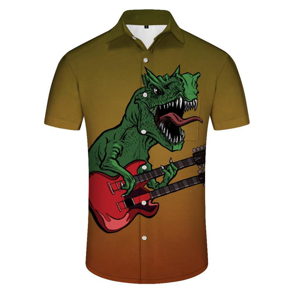 
Monster dinosaur short sleeve cool trendy men's street wear summer casual tops American Harajuku style
                
