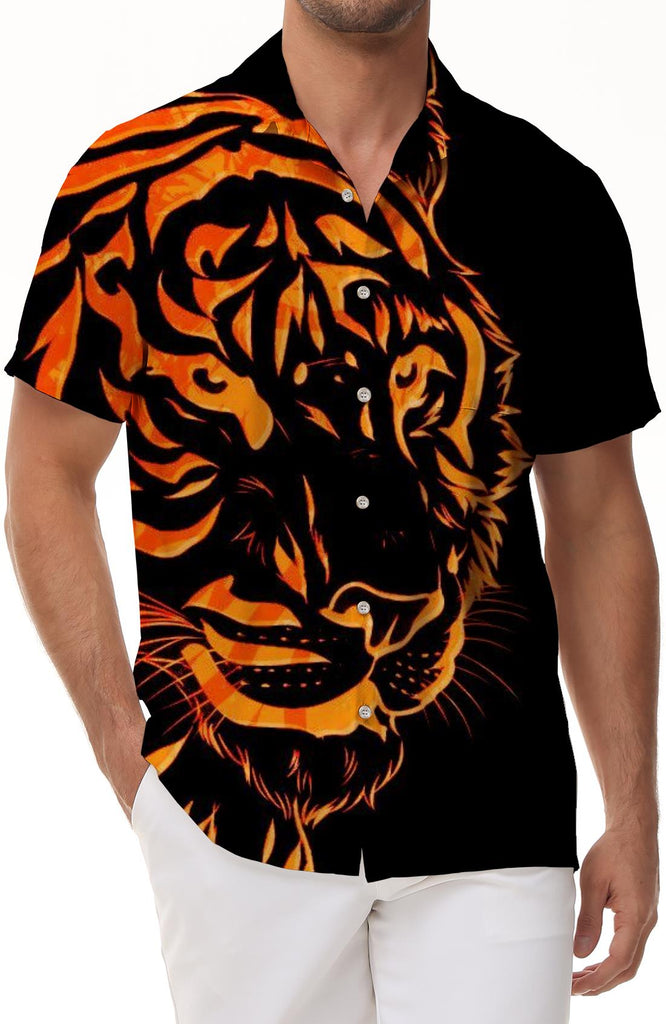 Painted Tiger Men's Shirt 3D Printed Pattern Quick Dry Casual Summer Short Sleeve Novelty Short Sleeve Top