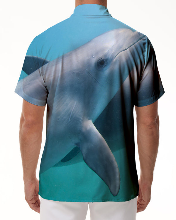 
3d deep sea dolphin men's casual style button short sleeve shirt tropical four seasons button lapel pocket Hawaiian shirt fashion shirt short sleeve
                