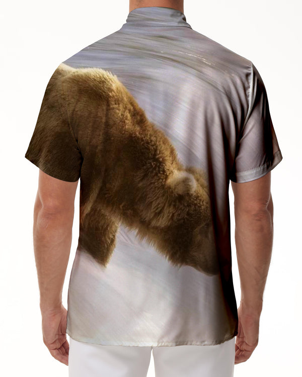 
Sport Downhill Bear Style Vintage Men's Cuban Collar Shirt Casual Button Shirt Short Sleeve Beach Vacation
                