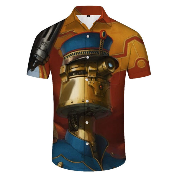 
Personality Robot Men's Casual Button Shirt Short Sleeve Hawaiian Tropical Four Seasons Top Summer
                