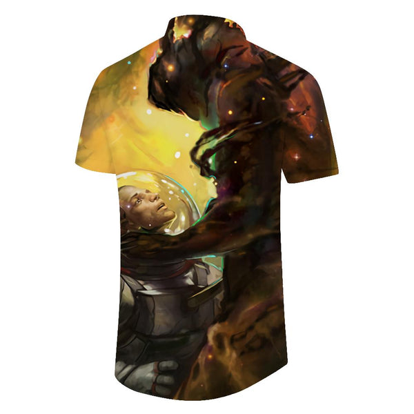 
Fantasy Earth Astronaut Tropical Digital Printing Four Seasons Leisure Hawaiian Summer Beach Shirt Short Sleeve Top Men's Shirt Button Shirt Seaside Beach Wear
                