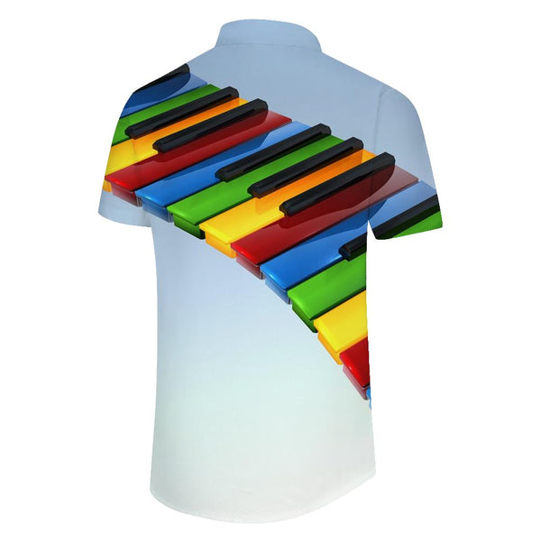 
Men's Fashion Piano Guitar Print Shirt Short Sleeve Fashion Casual Summer 3D Printed Short Sleeve Shirt Musical Instrument
                