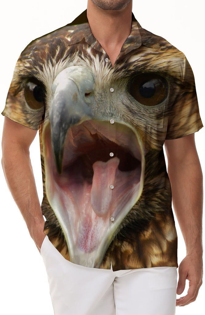 Hungry Animal Men's Short Sleeve Polyester Shirt Summer Beach Casual Printed Button Beach Shirt Tops Wide Collar