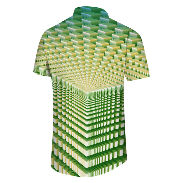 
Green Cube Hawaiian button shirt printing Abstract short sleeve beachwear Man
                
