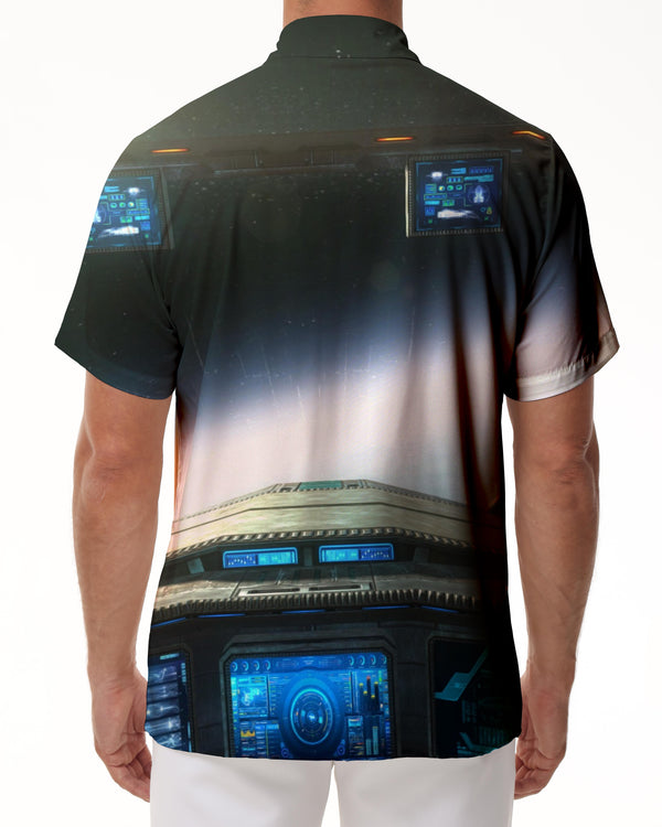 
Airplane Cockpit Men's Shirt Short Sleeve Colorful Button-Up Beach Shirt Tropical Vacation
                