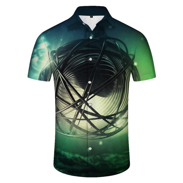 
Summer smooth geometric round men's casual short-sleeved shirt loose breathable comfortable printed short-sleeved seaside beach short-sleeved shirt Hawaii
                