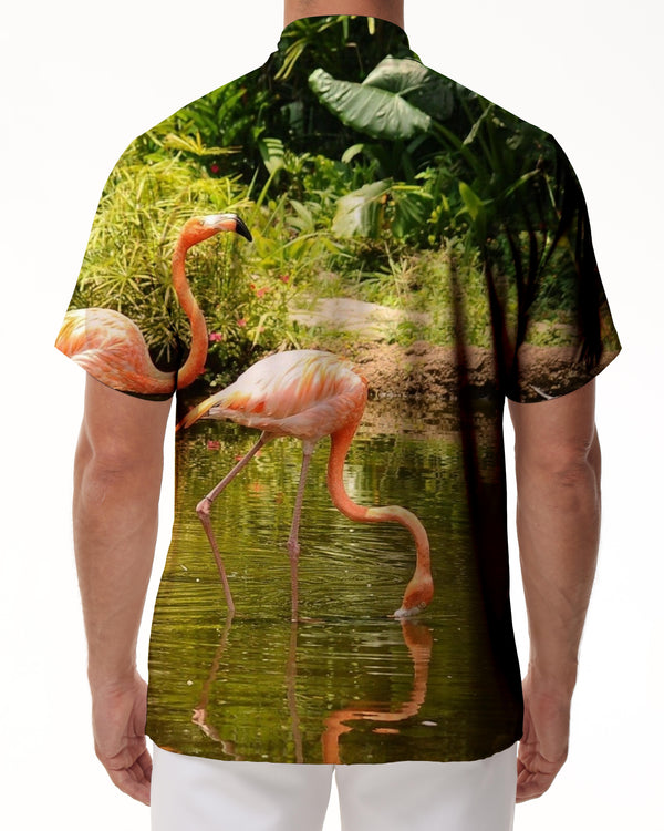 
Short Sleeve Water Animals Pink Flamingo Summer Beach Print Pattern Hawaiian Shirt 3D Men's Casual Shirt
                