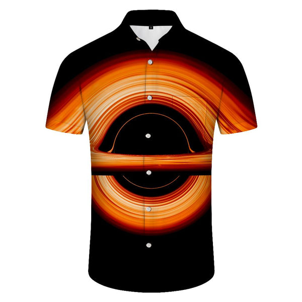 
Singularity Collapse Star Orange Black Hole Hawaiian Button Lapel Pocket Men's Casual Daily Cool Street Loose Tops
                