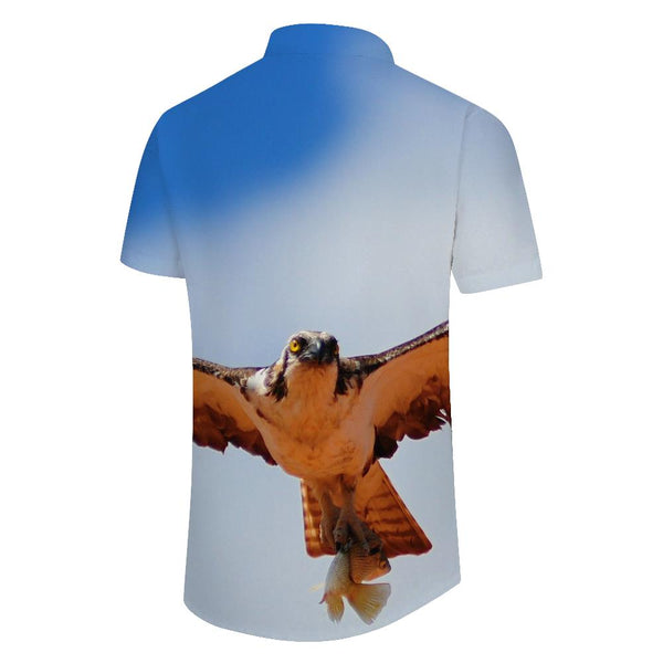
Flying Predator Hawaiian Tropical Summer Eagle Short Sleeve Shirt Summer Men's Casual Button-Down Tropical Shirt Floral
                