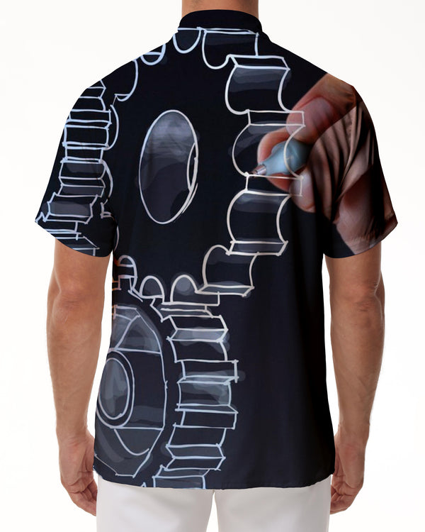 
Steampunk Gear Retro Summer Men's Shirt Casual Street Short Sleeve Slim Fit Top Short Sleeve Fun
                