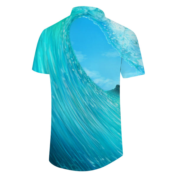 
New ocean short sleeve print shirt natural touch button soft transparent casual pocket fashion short sleeve shirt top
                