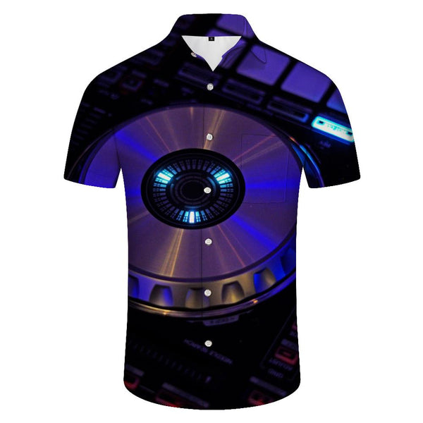 
Cool Hawaiian button-down lapel short-sleeved shirt for beach parties, men's casual daily vacation travel short-sleeved
                