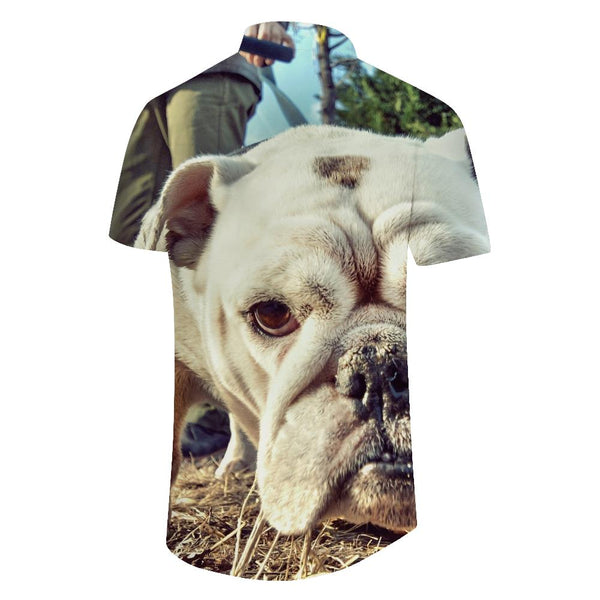 
Bulldog French Men's Vintage Collar Shirt Casual Button Shirt Short Sleeve Vacation Beach
                