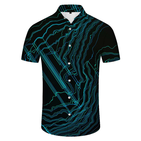 
Pattern black design retro style fashion men's daily street Hawaiian button pocket short sleeve shirt 3d digital printing
                